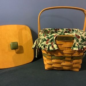 Longaberger 1995 Holiday Cranberry Basket with Liner, Protector & Lid